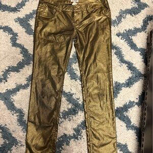MUDD gold and black shiny straight leg pants